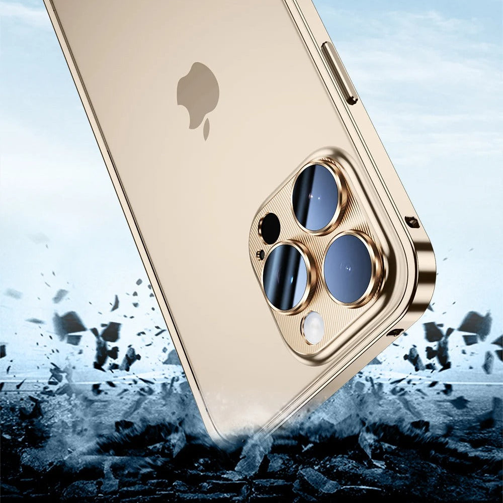 Luxury iPhone Case — Anti-Fingerprint, Anti-Scratch, Dustproof Tough Cover with Durable Aluminum Metal Frame and Anti-Drop Protection