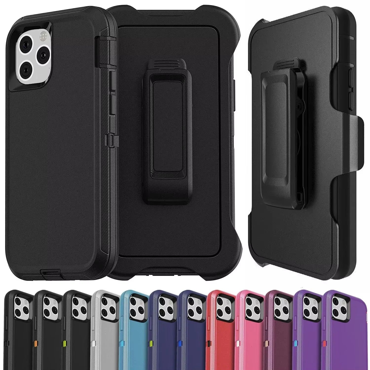 Luxury iPhone Case — Armor Box Dual-Layer PC+TPU Protective Cover with Belt Clamp, Heavy-Duty Shockproof Design, Kickstand and Matte Anti-Slip Finish