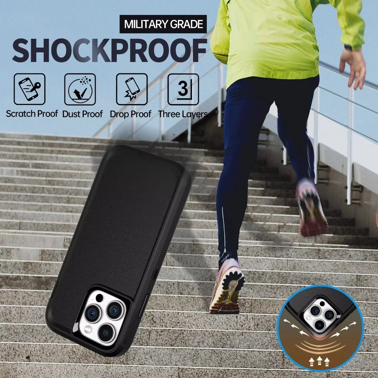 Luxury iPhone Case — Armor Box Dual-Layer PC+TPU Protective Cover with Belt Clamp, Heavy-Duty Shockproof Design, Kickstand and Matte Anti-Slip Finish