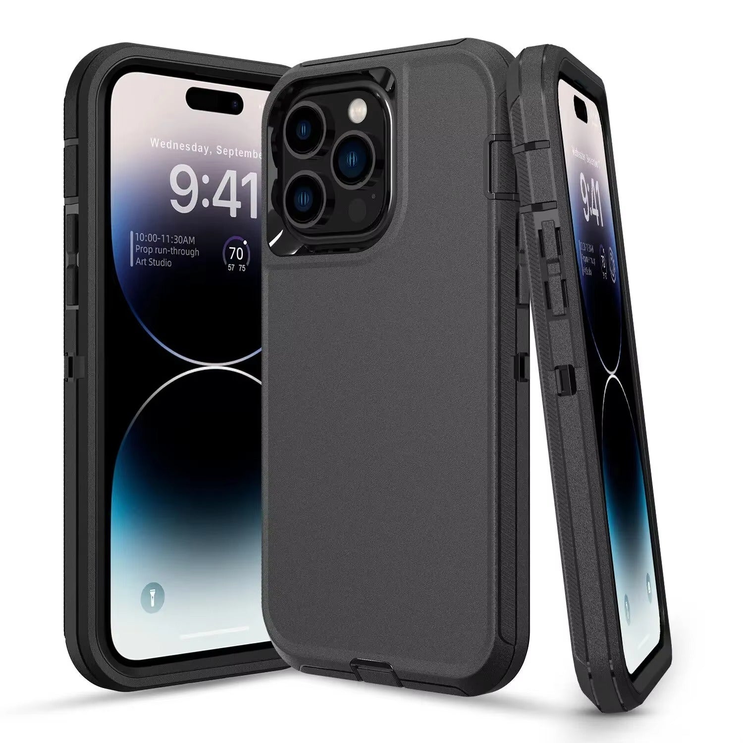 Luxury iPhone Case — Armor Box Dual-Layer PC+TPU Protective Cover with Belt Clamp, Heavy-Duty Shockproof Design, Kickstand and Matte Anti-Slip Finish