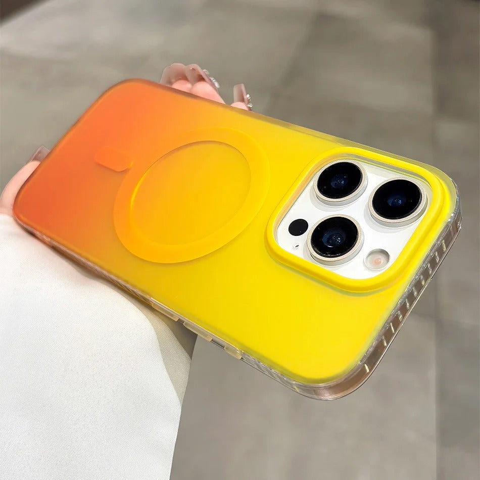 Luxury iPhone Case — Aurora Gradient Magnetic Cover with Shockproof Lightweight Design, Double-Color Finish and Non-Slip Wireless-Charging Compatibility