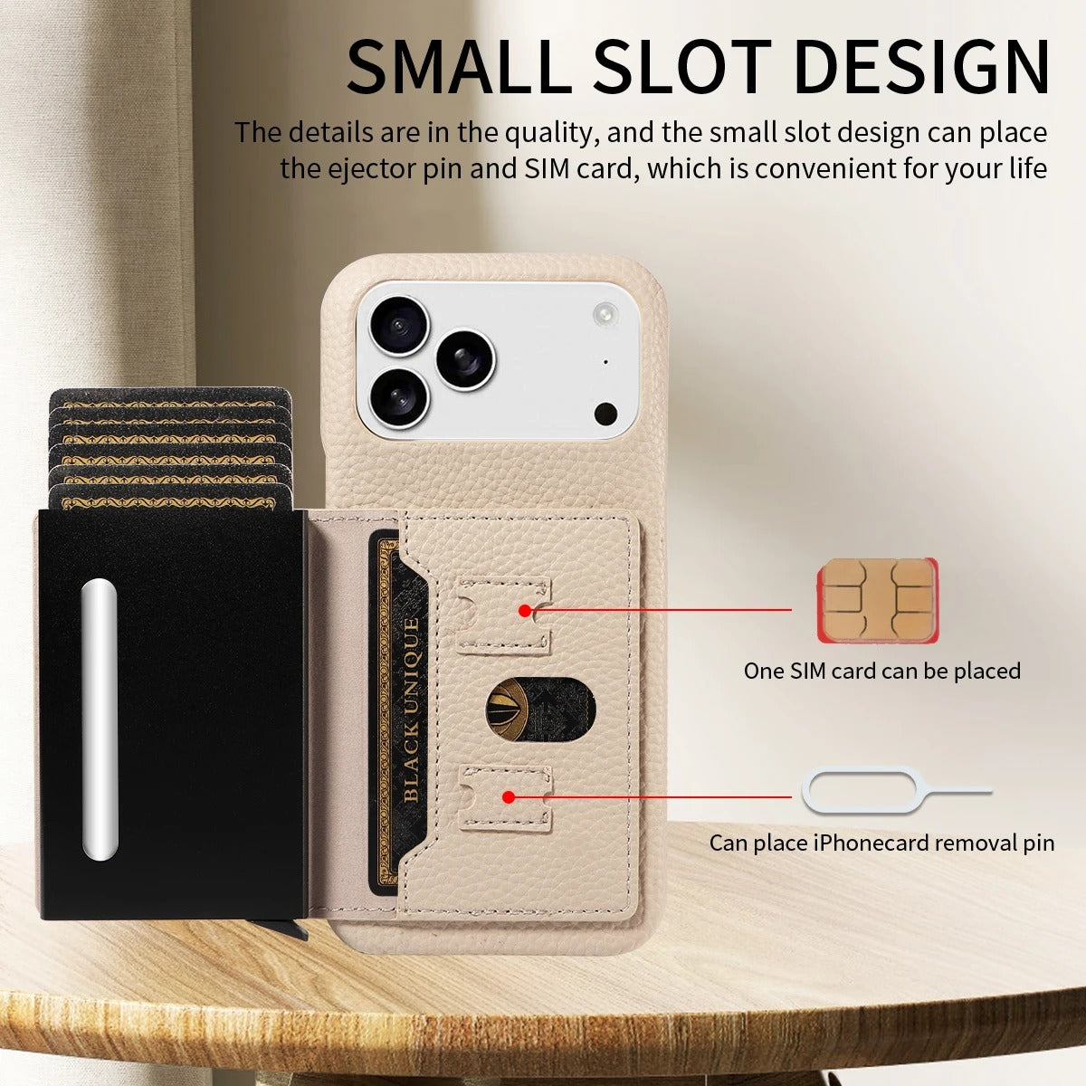 Luxury iPhone Case — Automatic Card Ejection PU Leather Cover, Shockproof Protection, Multi-Function Wallet Design