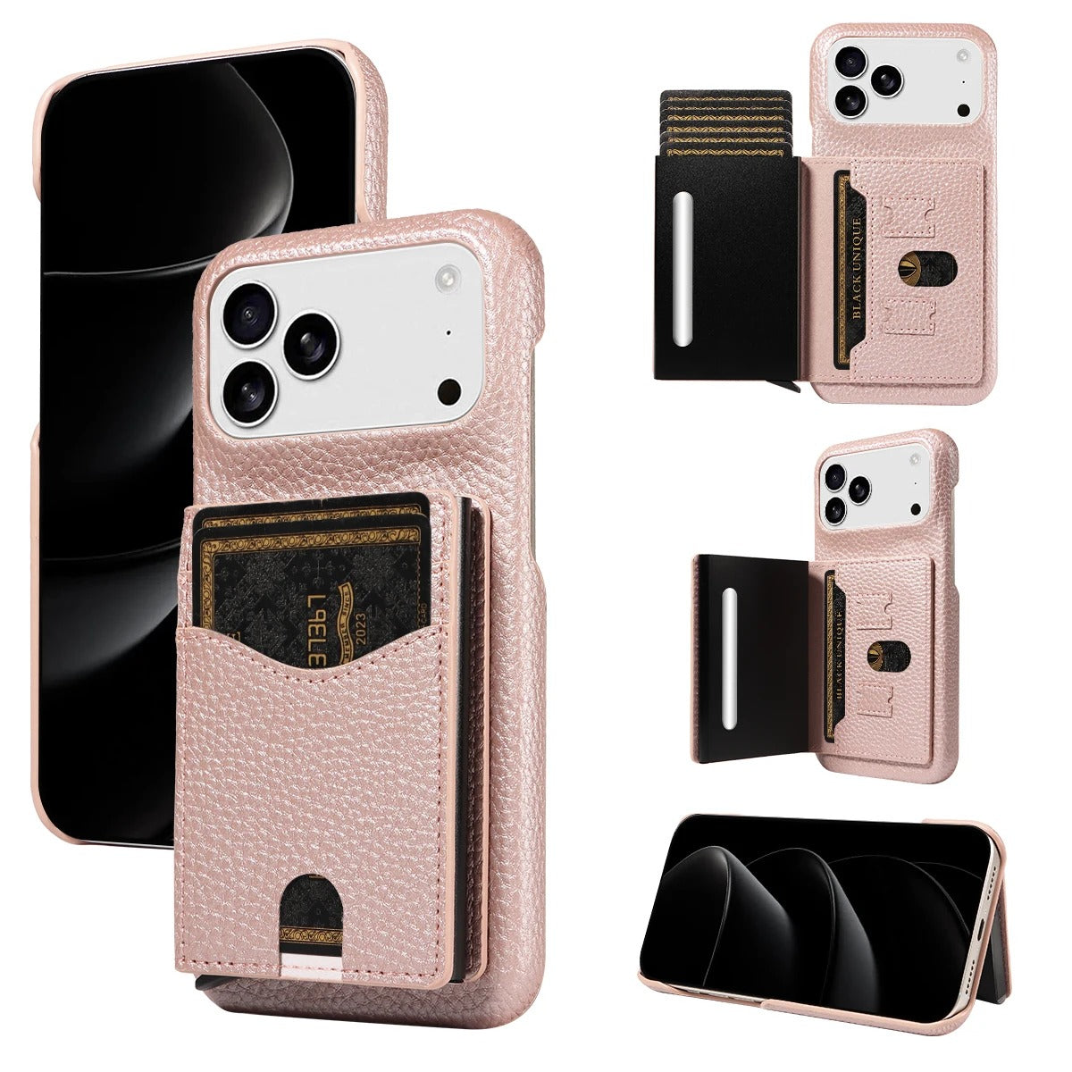 Luxury iPhone Case — Automatic Card Ejection PU Leather Cover, Shockproof Protection, Multi-Function Wallet Design