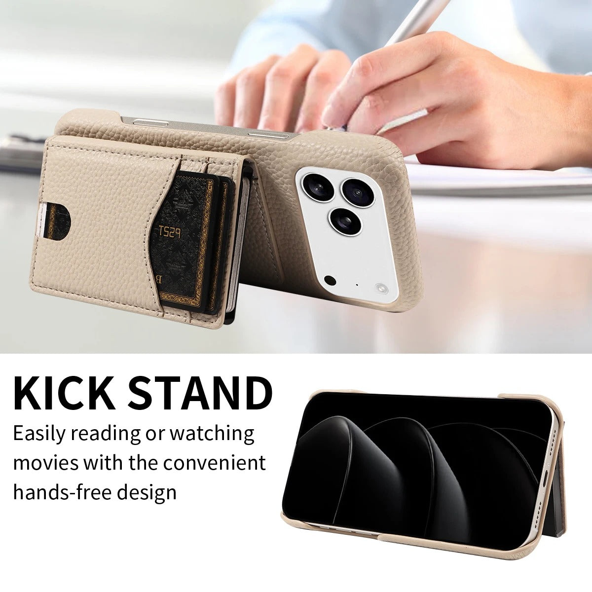 Luxury iPhone Case — Automatic Card Ejection PU Leather Cover, Shockproof Protection, Multi-Function Wallet Design