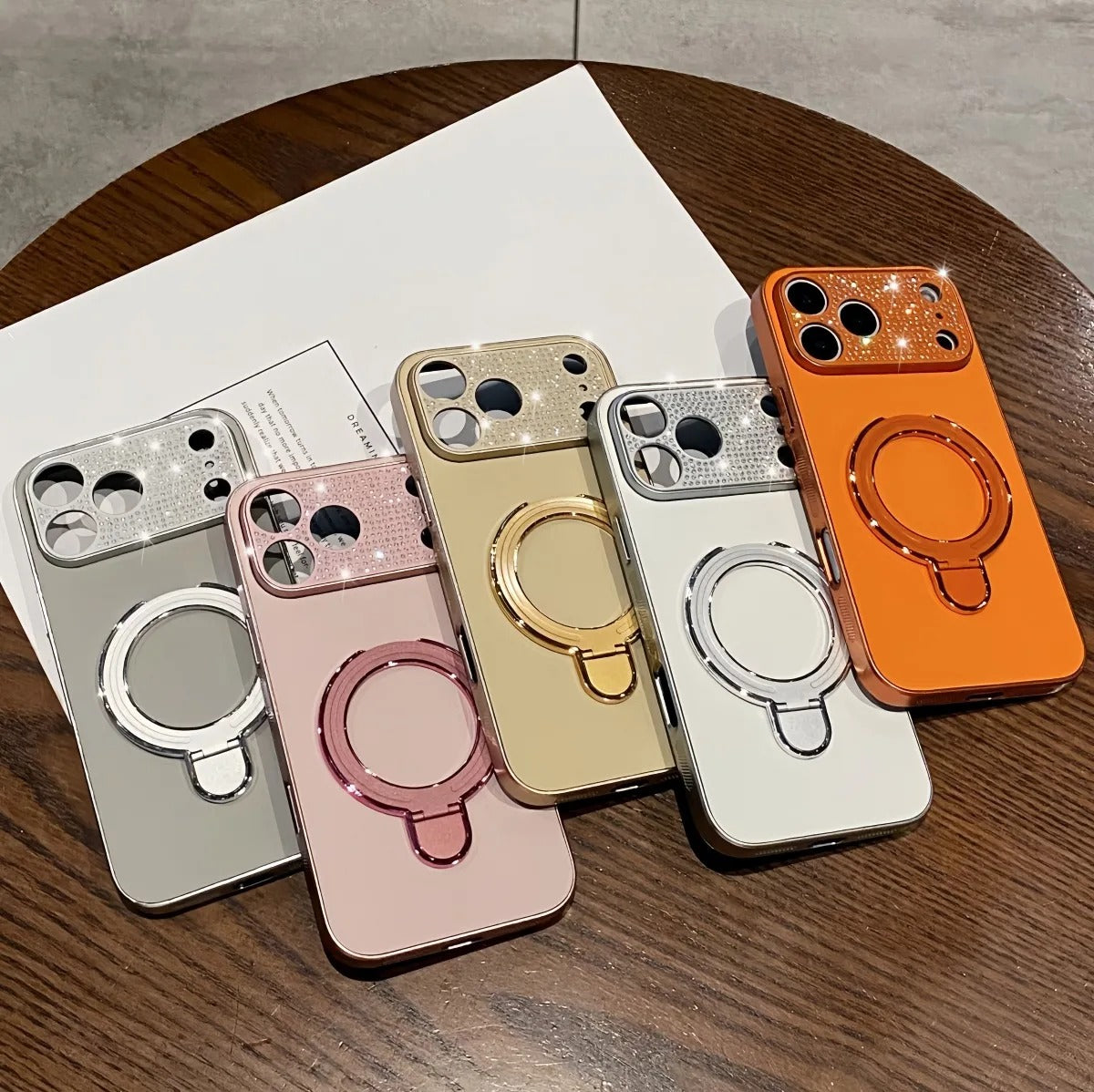 Luxury iPhone Case — Bling Diamond PU Leather Plating Cover with Bracket Stand Holder, Shockproof Anti-Fingerprint Anti-Scratch Non-Slip Design