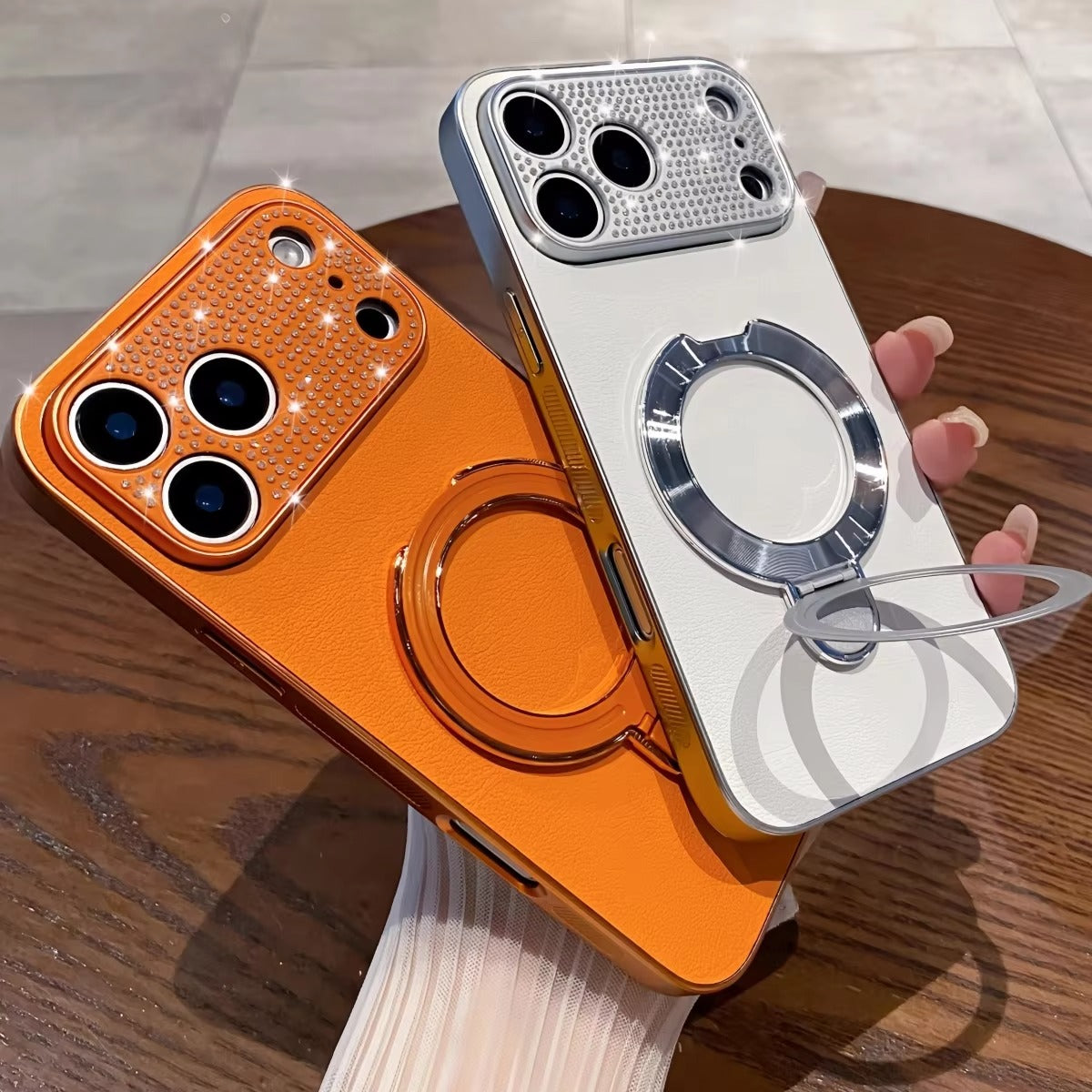 Luxury iPhone Case — Bling Diamond PU Leather Plating Cover with Bracket Stand Holder, Shockproof Anti-Fingerprint Anti-Scratch Non-Slip Design