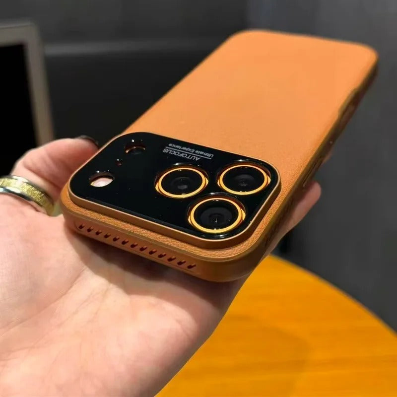 Luxury iPhone Case — Built-In MagSafe Heat-Dissipation Leather-Texture Cover with Shockproof Anti-Fingerprint Dustproof Non-Slip Slim Design