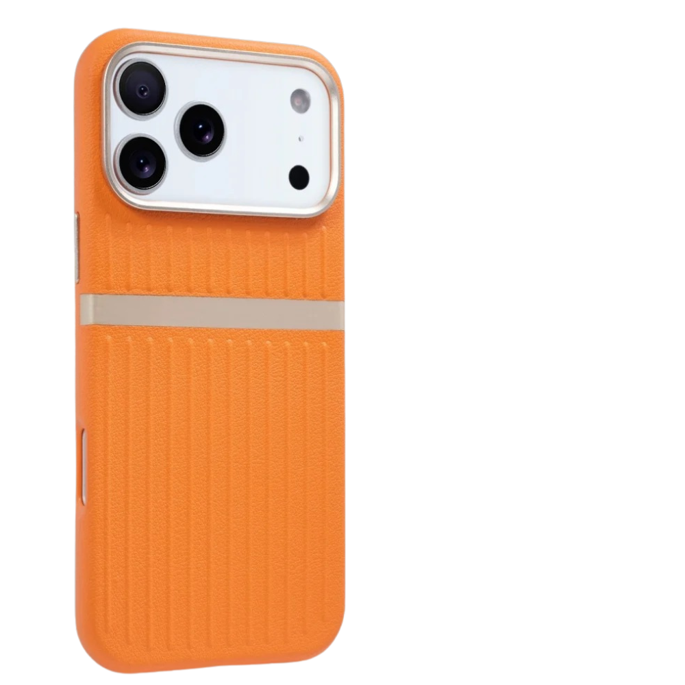 Luxury iPhone Case — Built-In MagSafe Leather Cover with Luggage-Pattern Splice Design, Shockproof Protection and Matte Anti-Fingerprint Finish