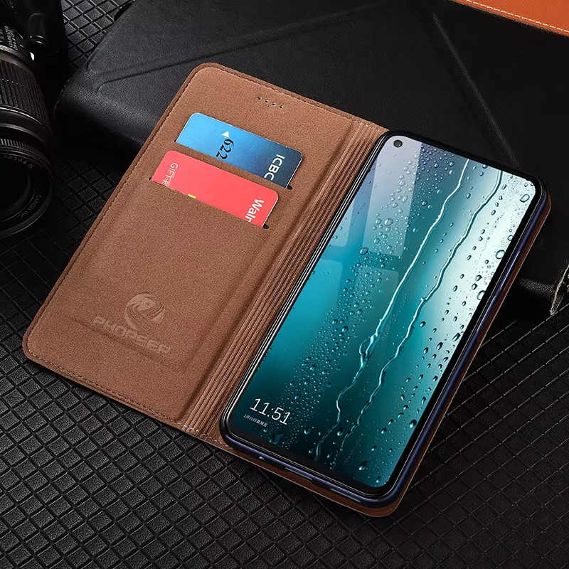 Luxury iPhone Case — Business Flip Wallet Genuine Leather Cover with Kickstand, Magnetic Full-Protection Design & Anti-Scratch Non-Slip Finish