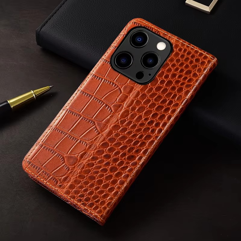 Luxury iPhone Case — Business Flip Wallet Genuine Leather Cover with Kickstand, Magnetic Full-Protection Design & Anti-Scratch Non-Slip Finish