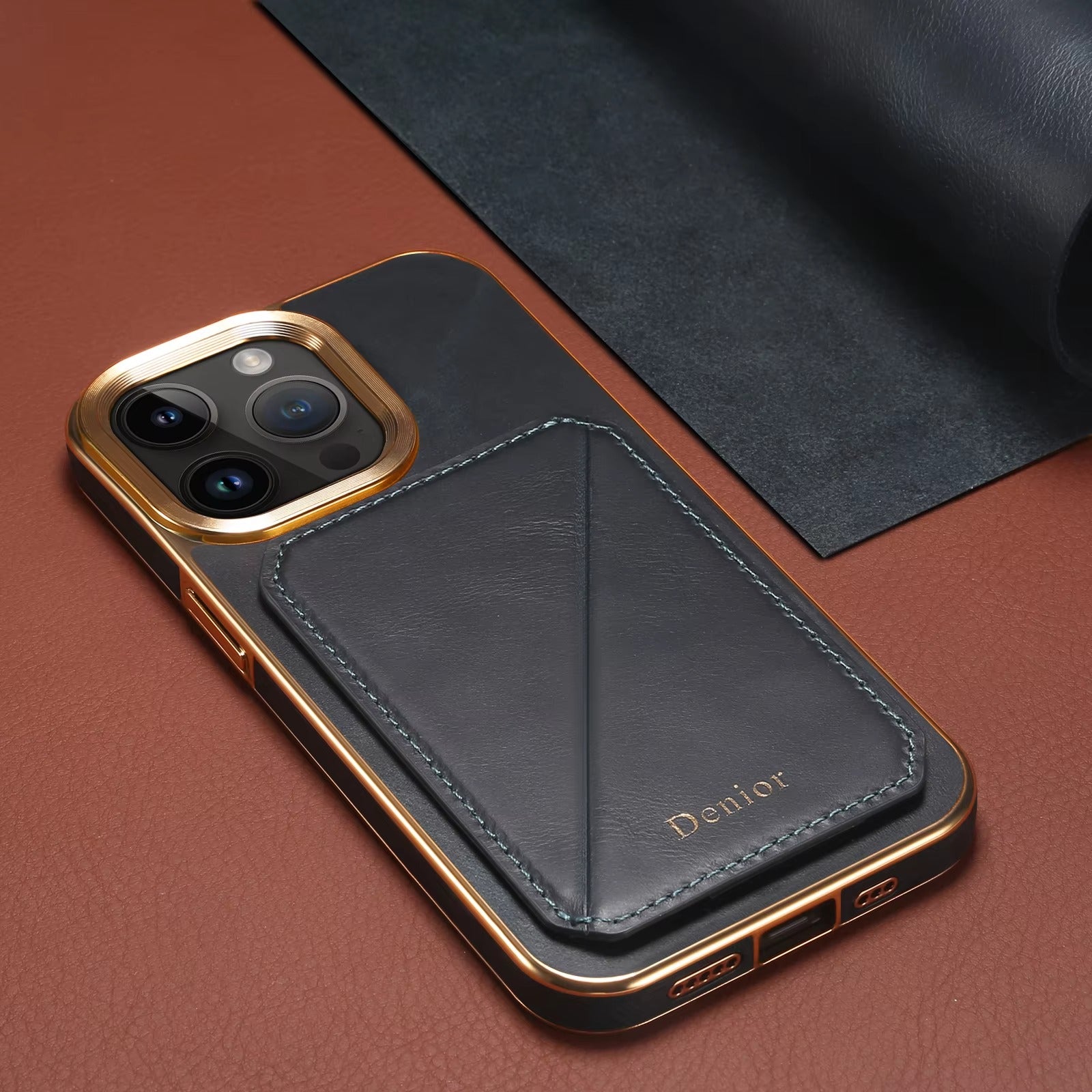 Luxury iPhone Case — Business Leather Back Cover with Stand Slot, Shock-Absorbing Protection, Anti-Fingerprint Anti-Scratch Finish & Built-In Card Storage