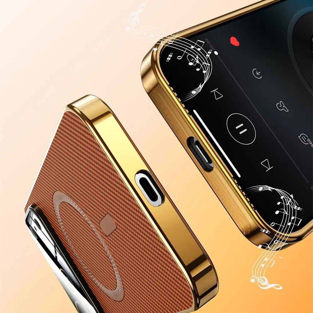 Luxury iPhone Case — Carbon-Fiber Pattern MagSafe Wireless-Charging Cover with Shockproof Plating Design and Slim TPU Protection