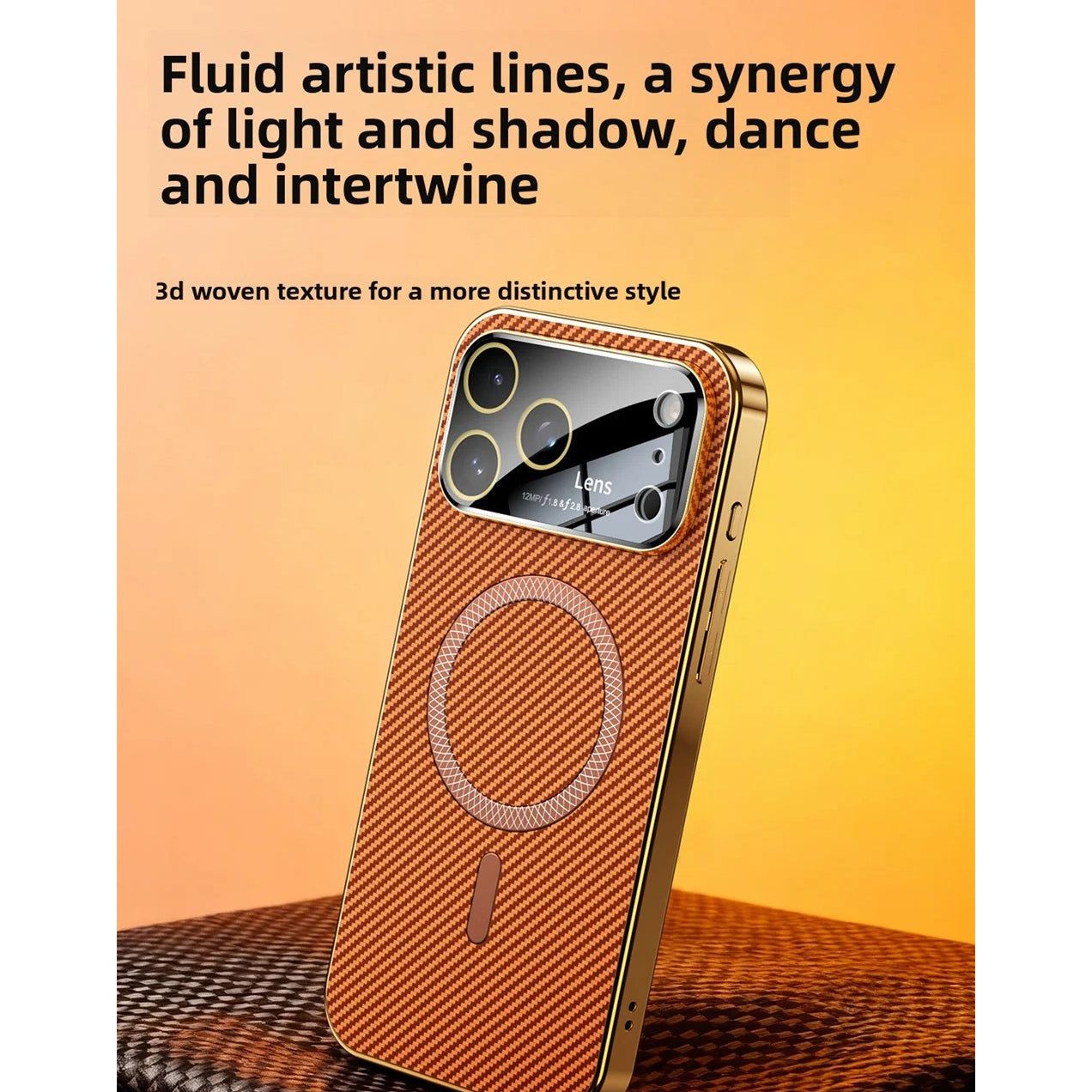 Luxury iPhone Case — Carbon-Fiber Pattern MagSafe Wireless-Charging Cover with Shockproof Plating Design and Slim TPU Protection