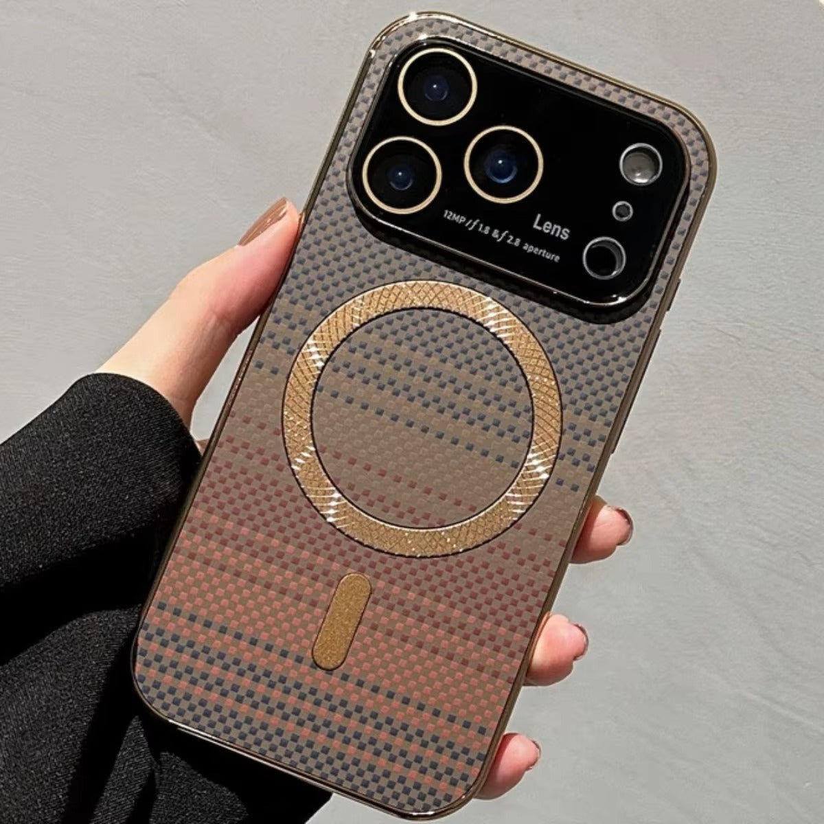 Luxury iPhone Case — Carbon Fiber Soft TPU MagSafe Cover with Slim Shock-Resistant Design and Lightweight Protective Finish