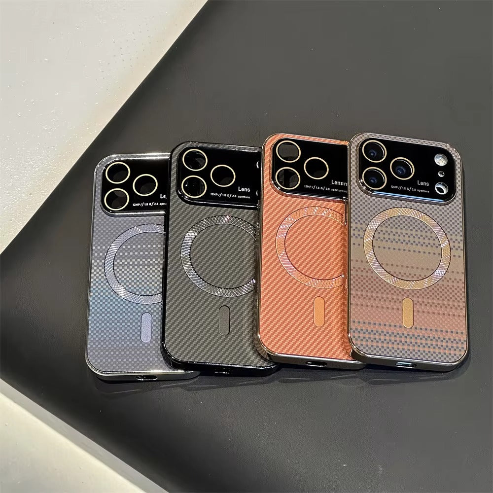 Luxury iPhone Case — Carbon Fiber Soft TPU MagSafe Cover with Slim Shock-Resistant Design and Lightweight Protective Finish