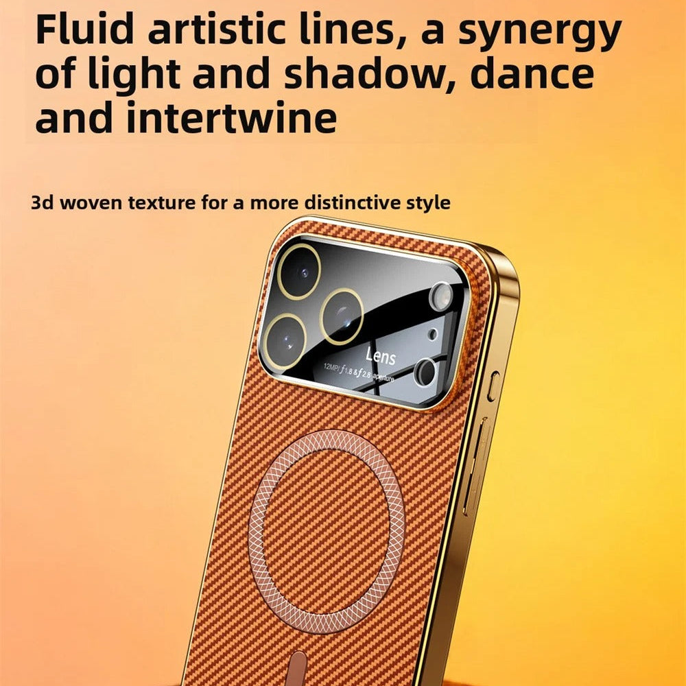 Luxury iPhone Case — Carbon Fiber Soft TPU MagSafe Cover with Slim Shock-Resistant Design and Lightweight Protective Finish