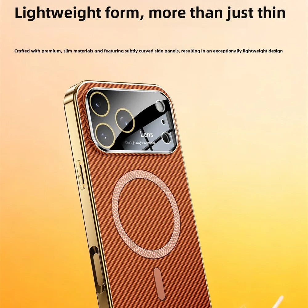 Luxury iPhone Case — Carbon Fiber Soft TPU MagSafe Cover with Slim Shock-Resistant Design and Lightweight Protective Finish
