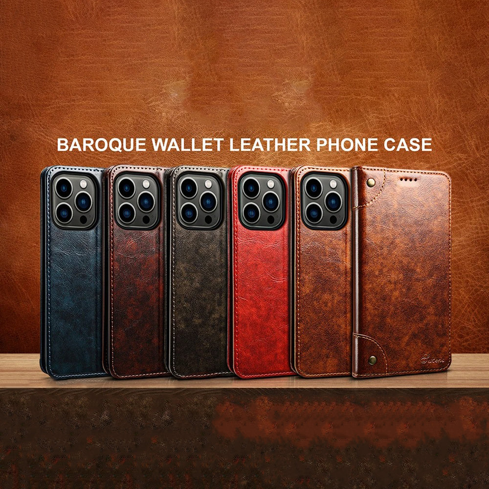 Luxury iPhone Case — Classic Genuine Leather Wallet Flip Cover with Magnetic Closure, Card Storage & Non-Slip Protective Book-Style Design