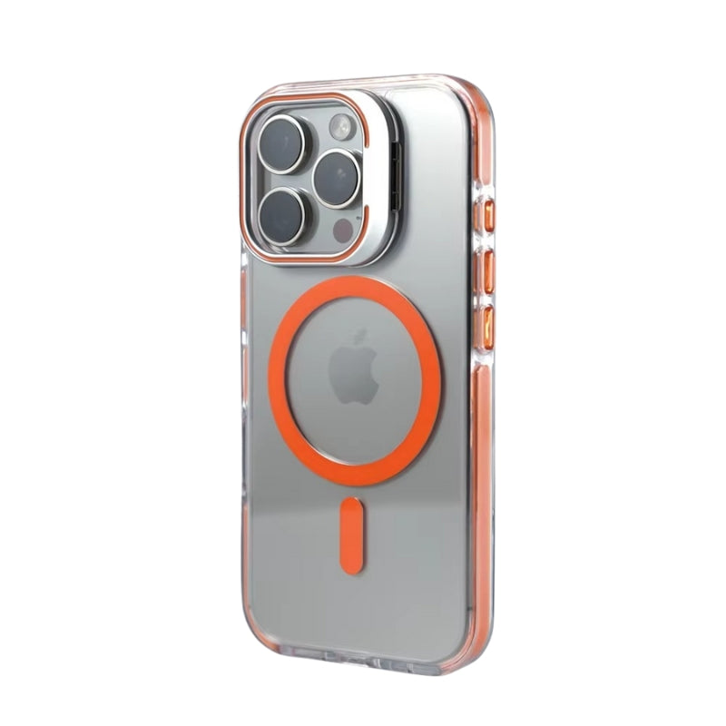 Luxury iPhone Case — Clear Full-Coverage Magnetic Shockproof Cover with Lens Holder, Anti-Fingerprint Anti-Scratch PC+TPU Design & Non-Slip Grip
