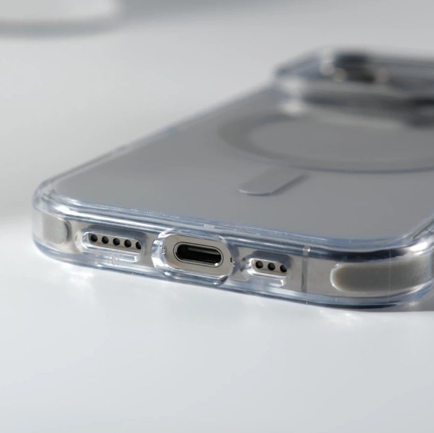 Luxury iPhone Case — Clear Full-Coverage Magnetic Shockproof Cover with Lens Holder, Anti-Fingerprint Anti-Scratch PC+TPU Design & Non-Slip Grip