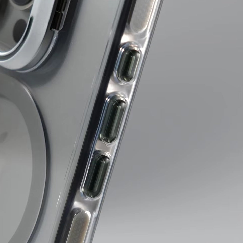 Luxury iPhone Case — Clear Full-Coverage Magnetic Shockproof Cover with Lens Holder, Anti-Fingerprint Anti-Scratch PC+TPU Design & Non-Slip Grip