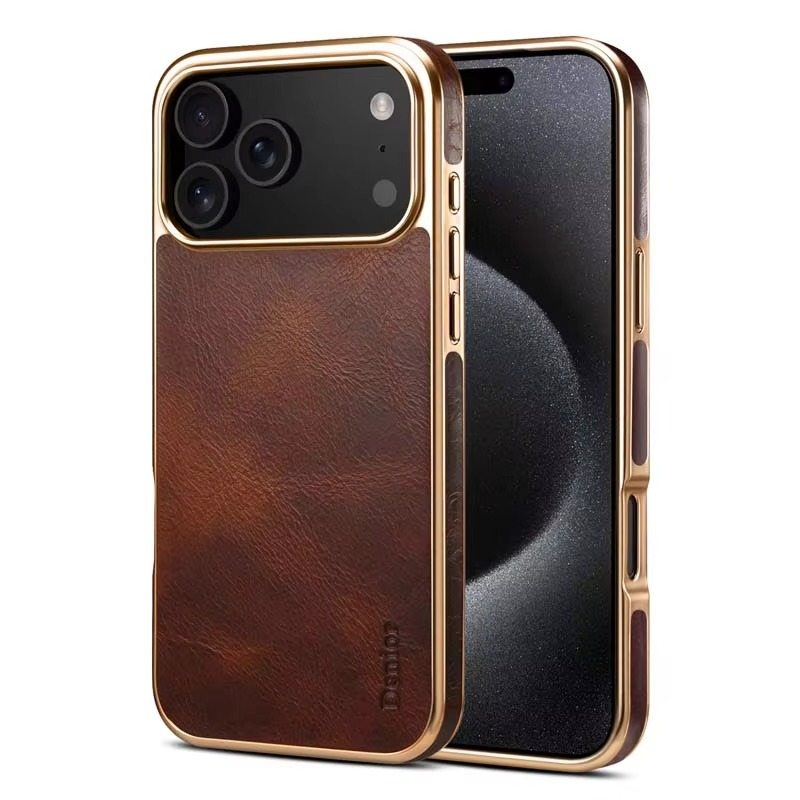 Luxury iPhone Case — Cowhide Electroplated Leather Cover with Heat-Resistant Skin-Friendly Finish & Non-Slip Premium Design