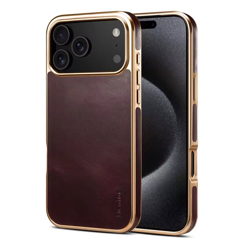 Luxury iPhone Case — Cowhide Electroplated Leather Cover with Heat-Resistant Skin-Friendly Finish & Non-Slip Premium Design