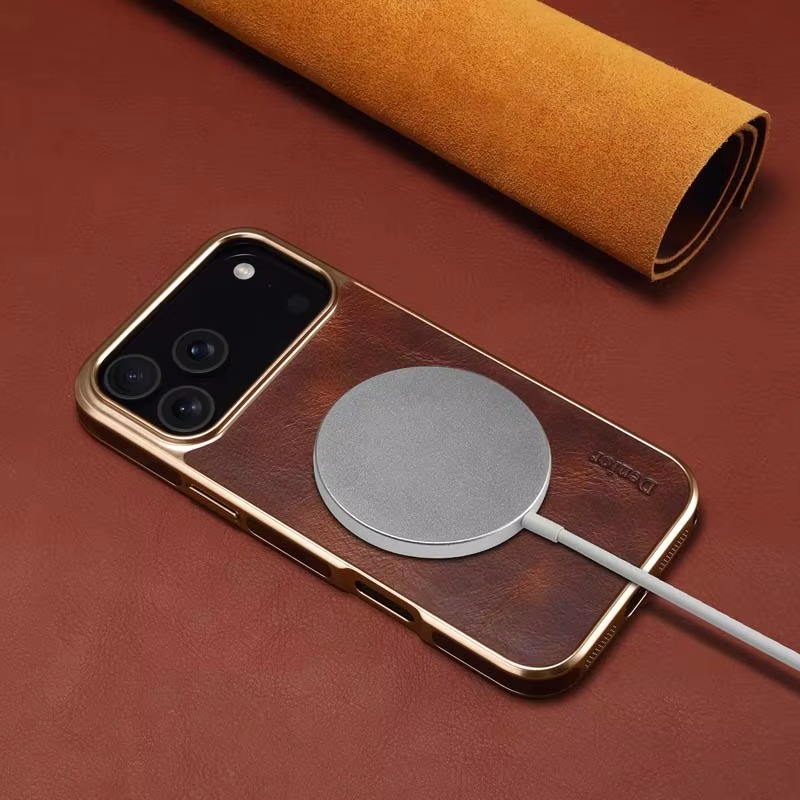 Luxury iPhone Case — Cowhide Electroplated Leather Cover with Heat-Resistant Skin-Friendly Finish & Non-Slip Premium Design