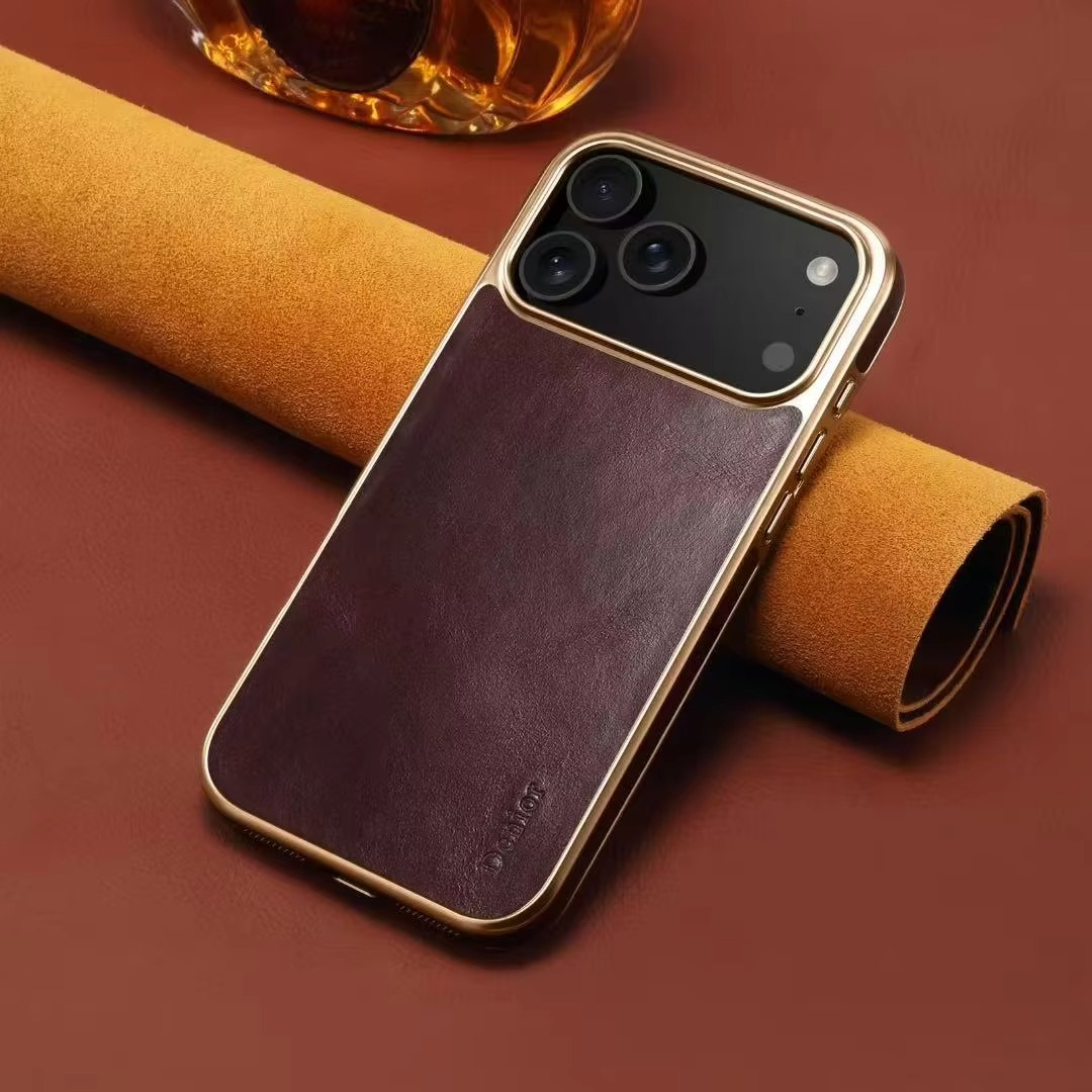 Luxury iPhone Case — Cowhide Electroplated Leather Cover with Heat-Resistant Skin-Friendly Finish & Non-Slip Premium Design