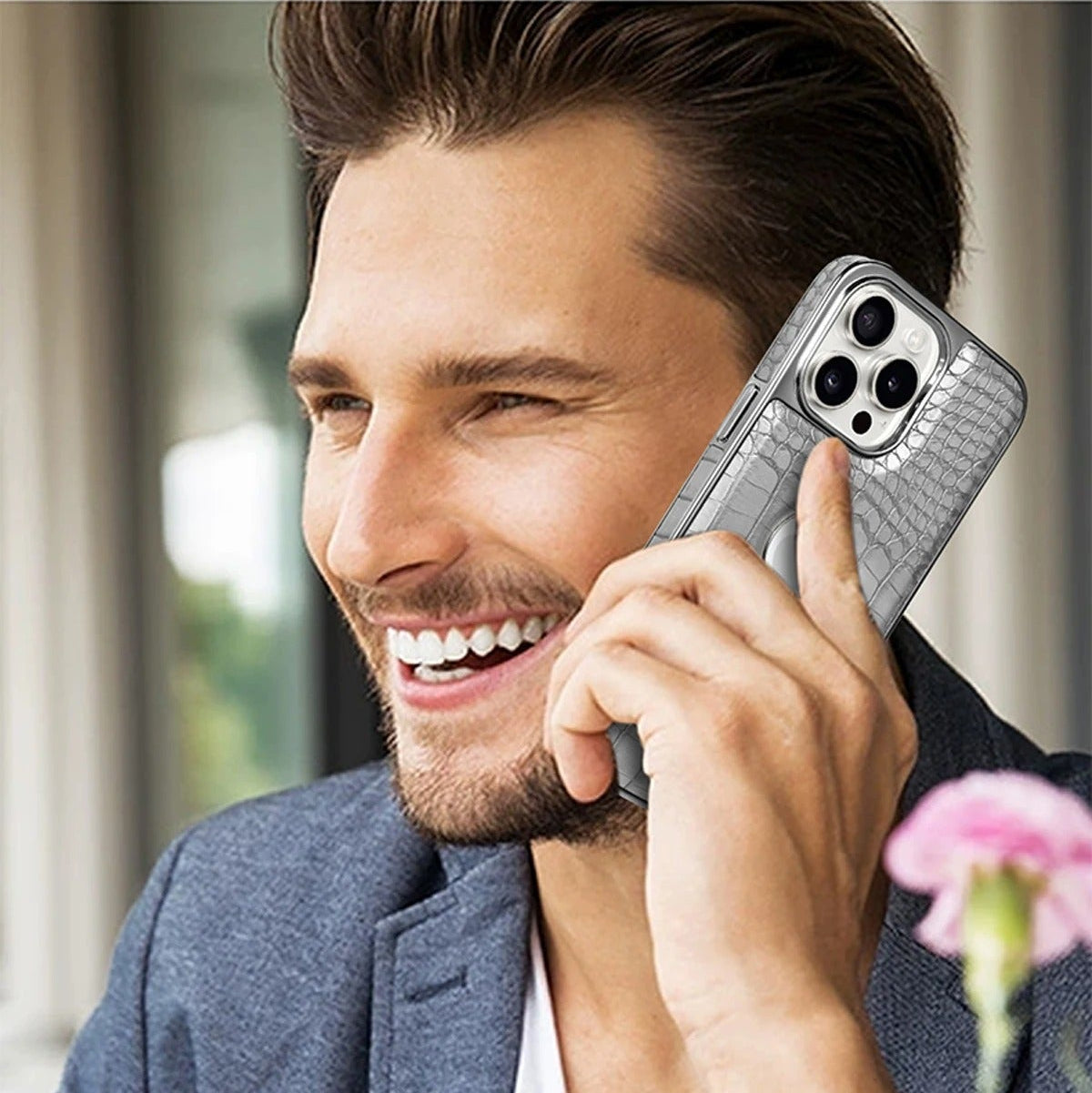 Luxury iPhone Case — Crocodile Genuine Leather MagSafe Cover with Magnetic Kickstand, Shockproof Half-Wrapped Design, Wireless-Charging Safe and Anti-Fingerprint Finish