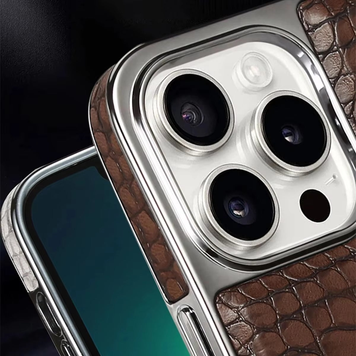 Luxury iPhone Case — Crocodile Genuine Leather MagSafe Cover with Magnetic Kickstand, Shockproof Half-Wrapped Design, Wireless-Charging Safe and Anti-Fingerprint Finish