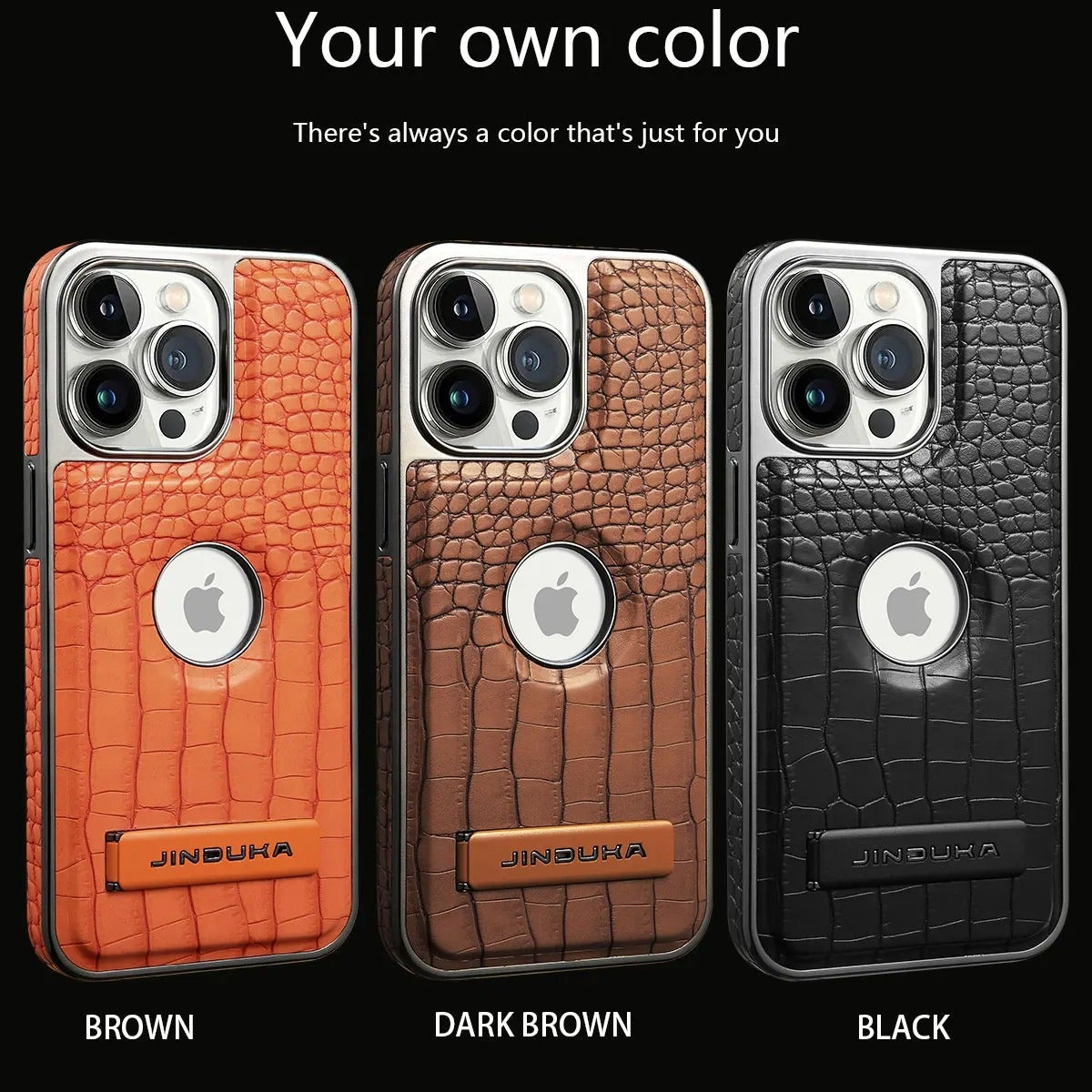 Luxury iPhone Case — Crocodile Genuine Leather MagSafe Cover with Magnetic Kickstand, Shockproof Half-Wrapped Design, Wireless-Charging Safe and Anti-Fingerprint Finish