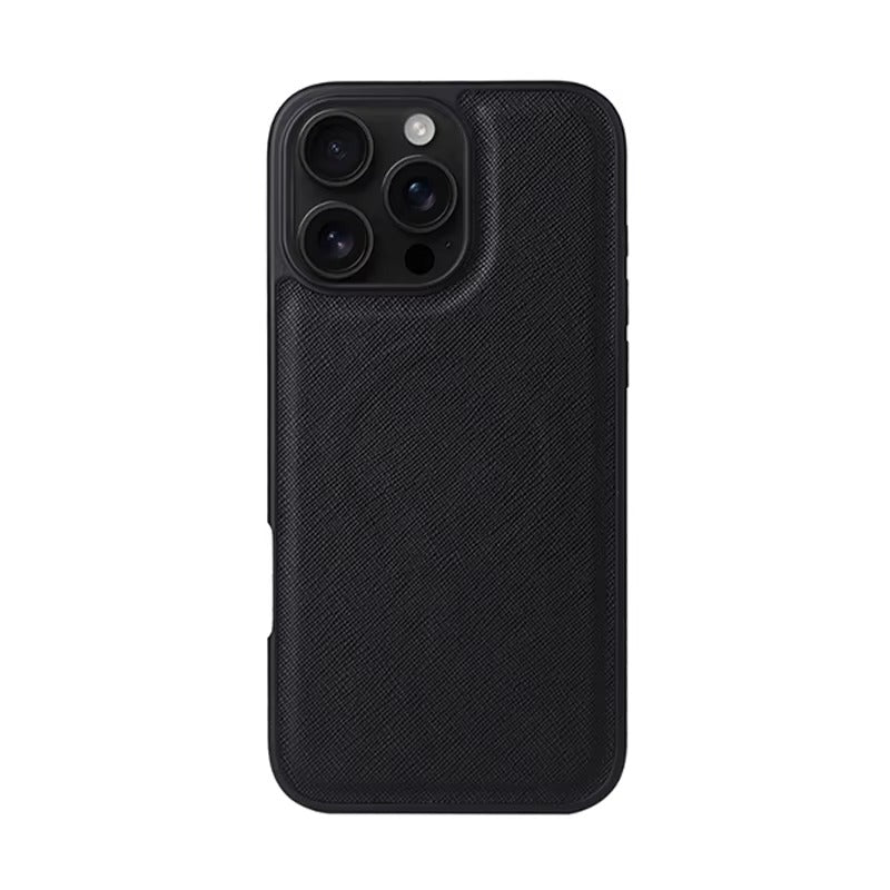 Luxury iPhone Case — Cross-Grain Magnetic MagSafe Cover with Card Holder, Shockproof PC+TPU Protection and Lightweight Non-Slip Design