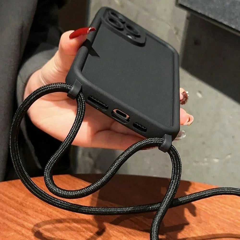 Luxury iPhone Case — Crossbody Adjustable Lanyard Strap, Anti-Fingerprint, Anti-Scratch, Dustproof Soft Protective Cover
