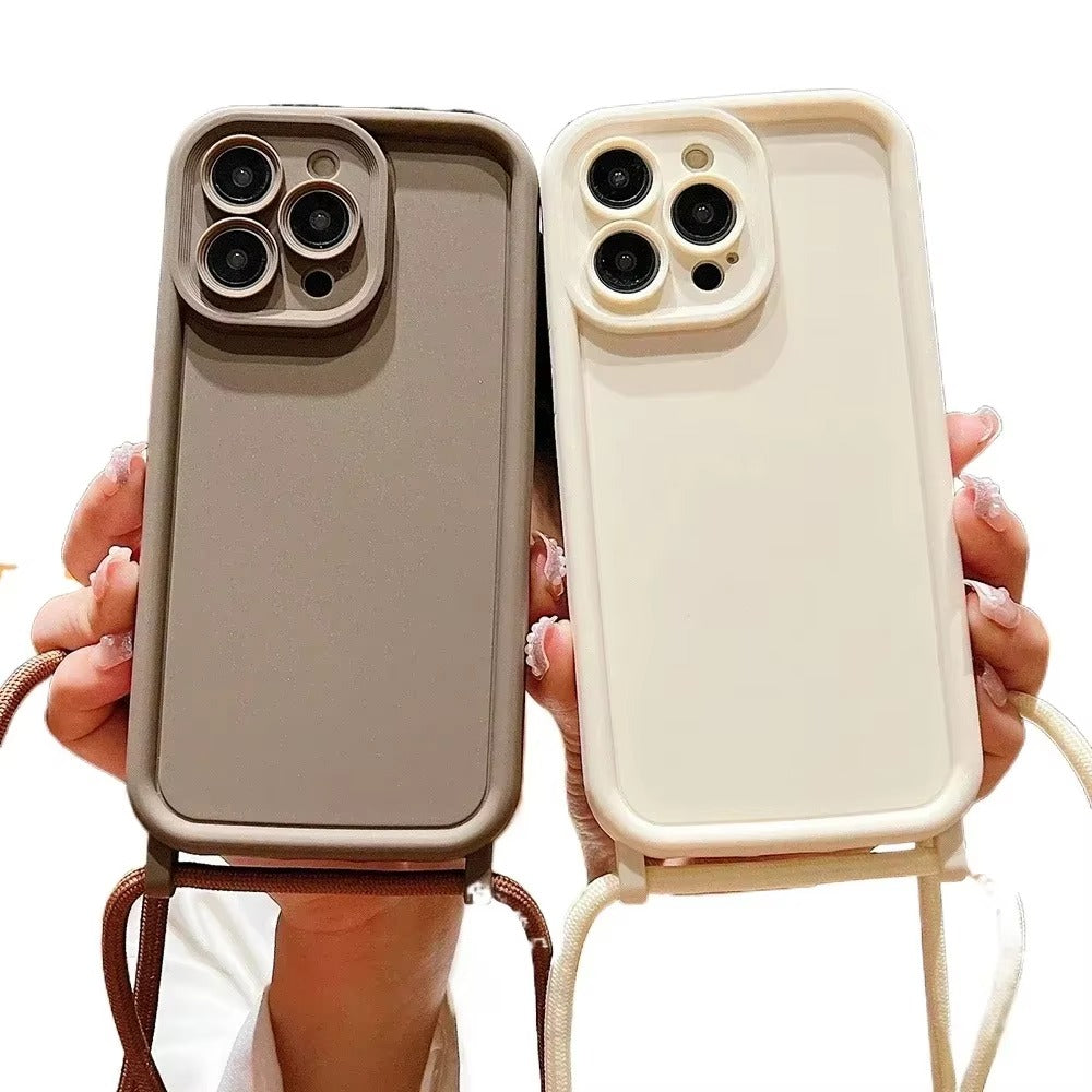 Luxury iPhone Case — Crossbody Adjustable Lanyard Strap, Anti-Fingerprint, Anti-Scratch, Dustproof Soft Protective Cover
