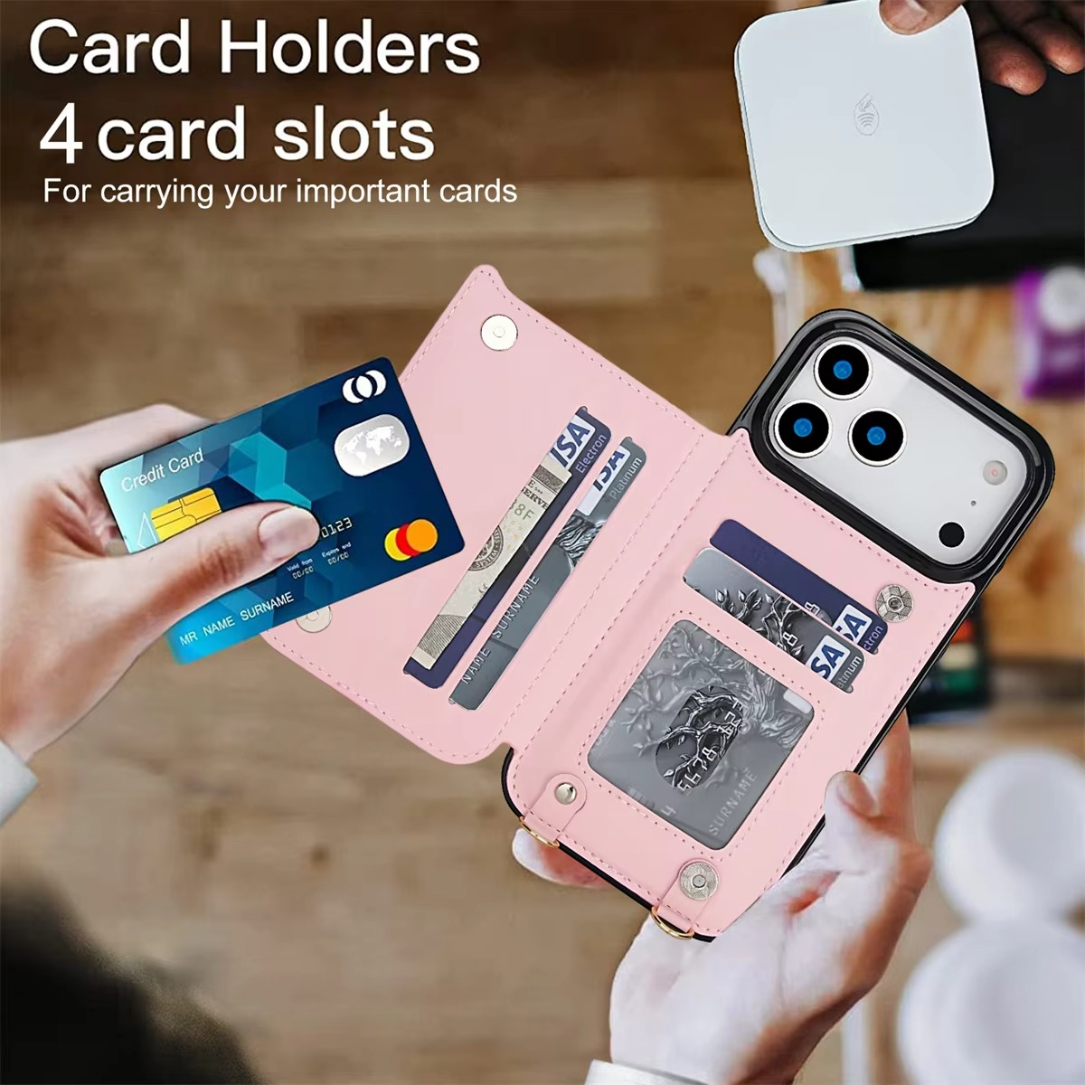 Luxury iPhone Case — Lanyard Strap and Shockproof, Crossbody Leather RFID Wallet Cover with Zipper Card Slot, Lanyard Strap and Shockproof Anti-Fingerprint Protection