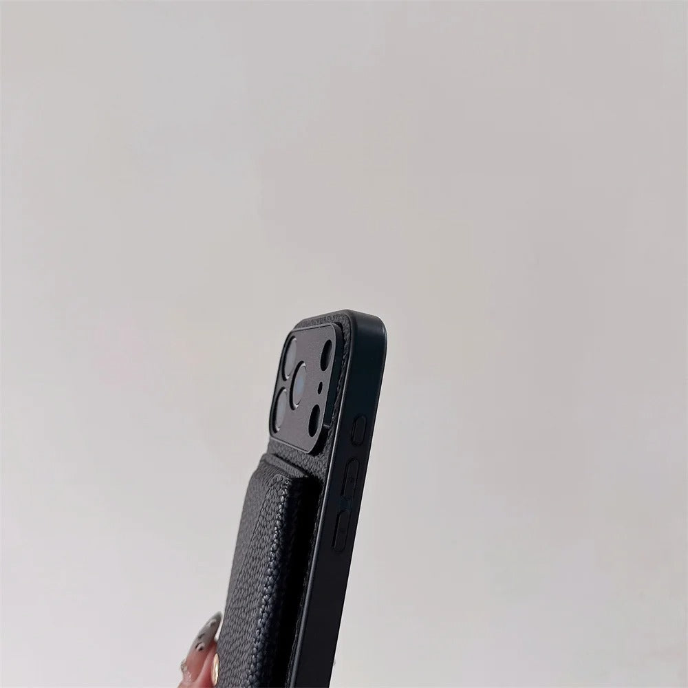 Luxury iPhone Case — Crossbody Leather Wallet Cover with Card Holder, Protective Anti-Scratch Design and Adjustable Lanyard Strap