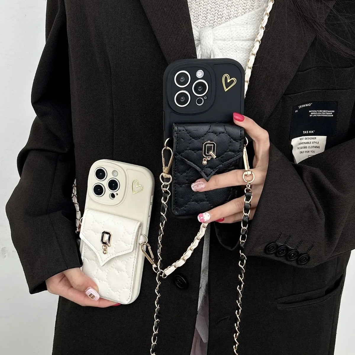 Luxury iPhone Case — Crossbody Leather Wallet Cover with Card Slot Holder, Protective Design and Adjustable Lanyard Strap