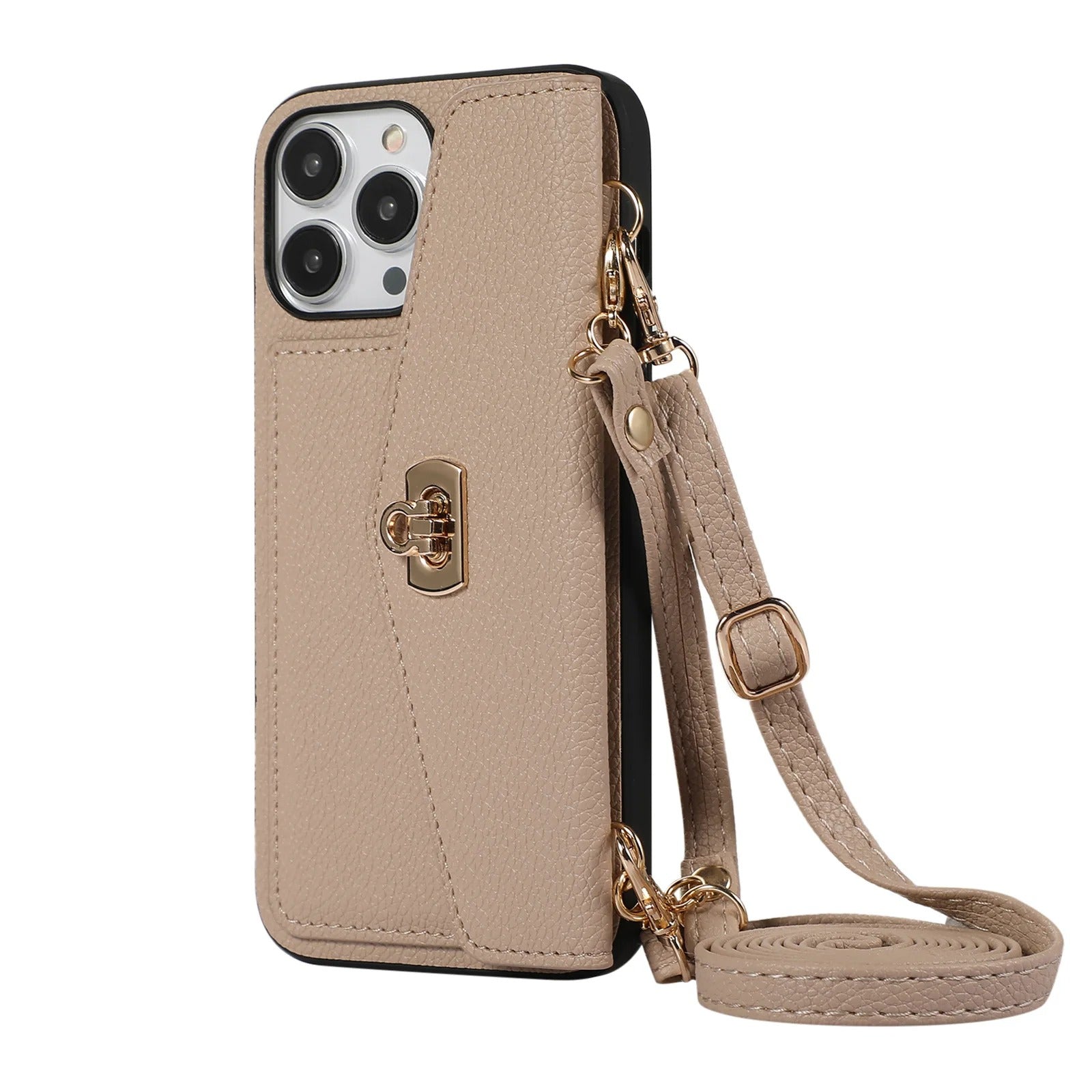 Luxury iPhone Case — Crossbody Leather Wallet Cover with Shoulder Strap, Card Pocket, Anti-Fingerprint Non-Slip Design and Lanyard