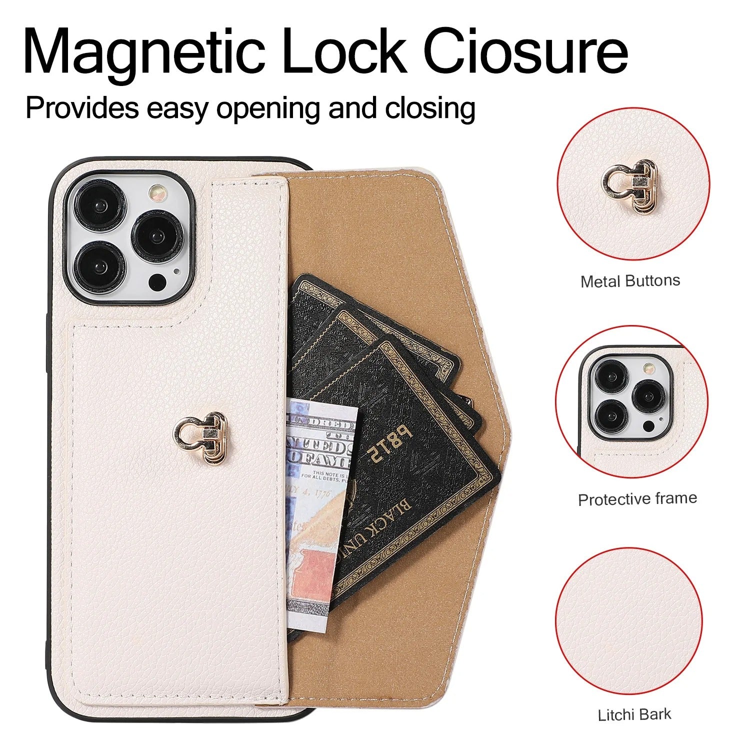 Luxury iPhone Case — Crossbody Leather Wallet Cover with Shoulder Strap, Card Pocket, Anti-Fingerprint Non-Slip Design and Lanyard