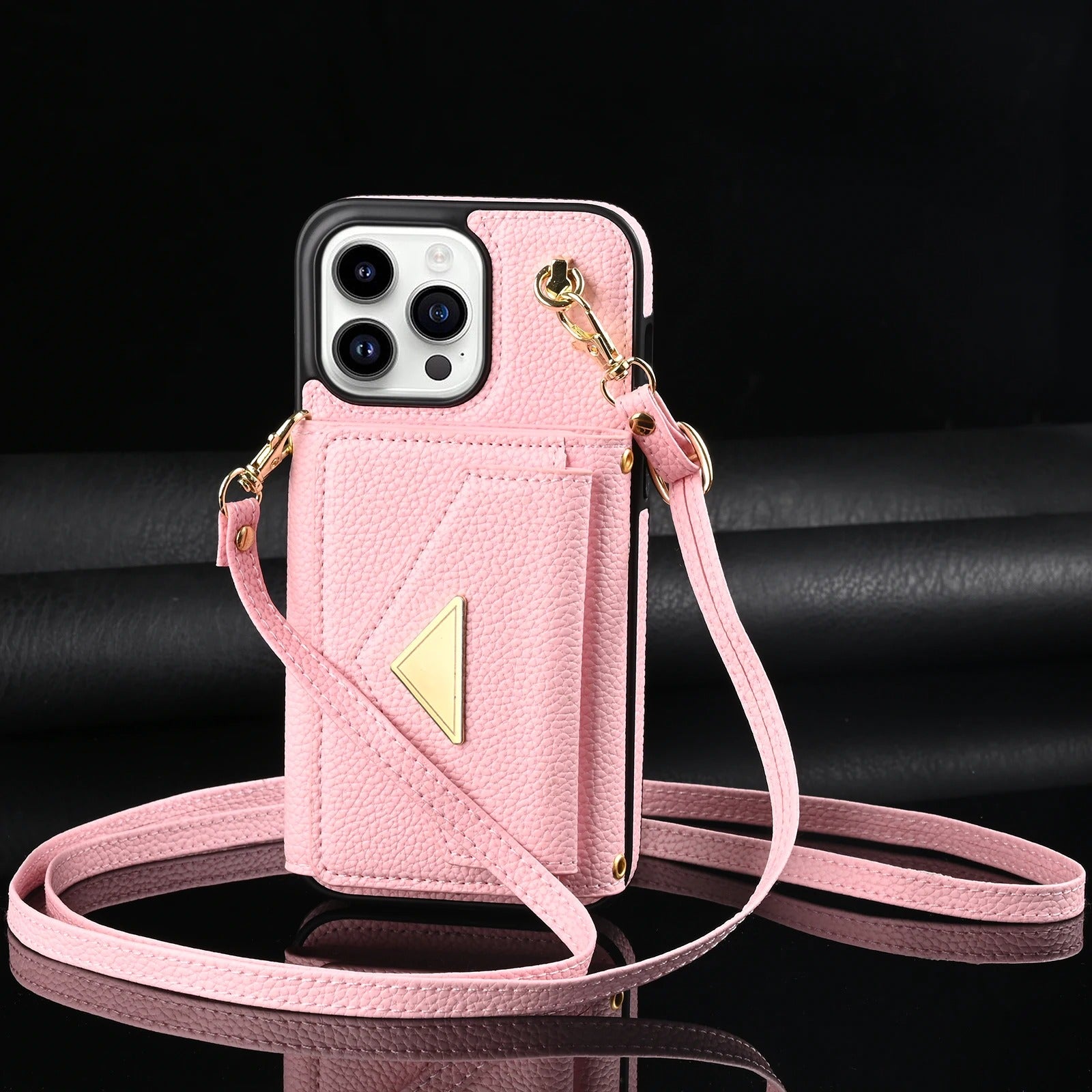Luxury iPhone Case — Crossbody PU Leather Wallet Cover with Multi-Card Slots, Long Lanyard, Kickstand Feature and Anti-Fingerprint Non-Slip Design