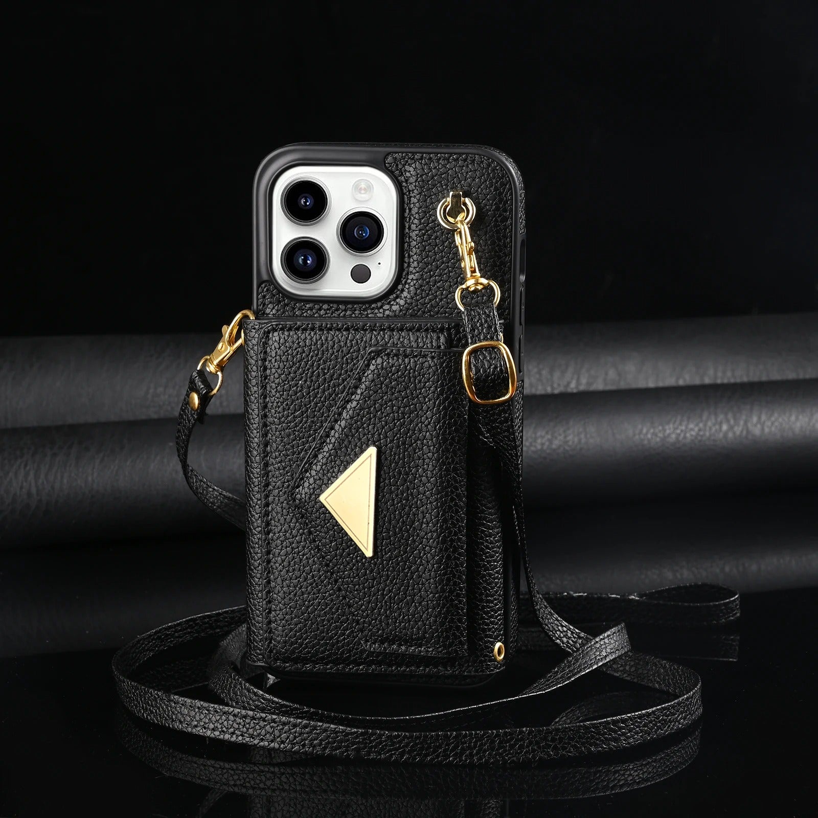 Luxury iPhone Case — Crossbody PU Leather Wallet Cover with Multi-Card Slots, Long Lanyard, Kickstand Feature and Anti-Fingerprint Non-Slip Design