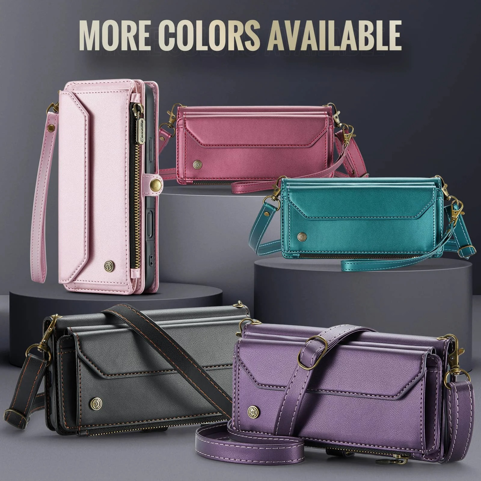 Luxury iPhone Case — Crossbody PU Leather Wallet Flip Cover with RFID Blocking, 7–10 Card Slots, Wristlet Strap & Shockproof Full-Body Protection