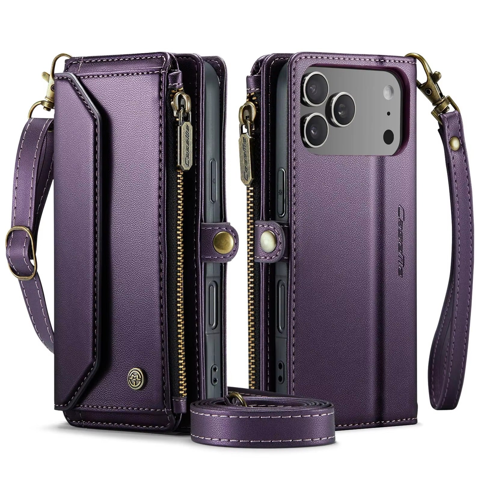 Luxury iPhone Case — Crossbody RFID-Blocking PU Leather Wallet Cover with 7–10 Card Holder, Wristlet & Shoulder Strap, Shockproof Soft Protective Design