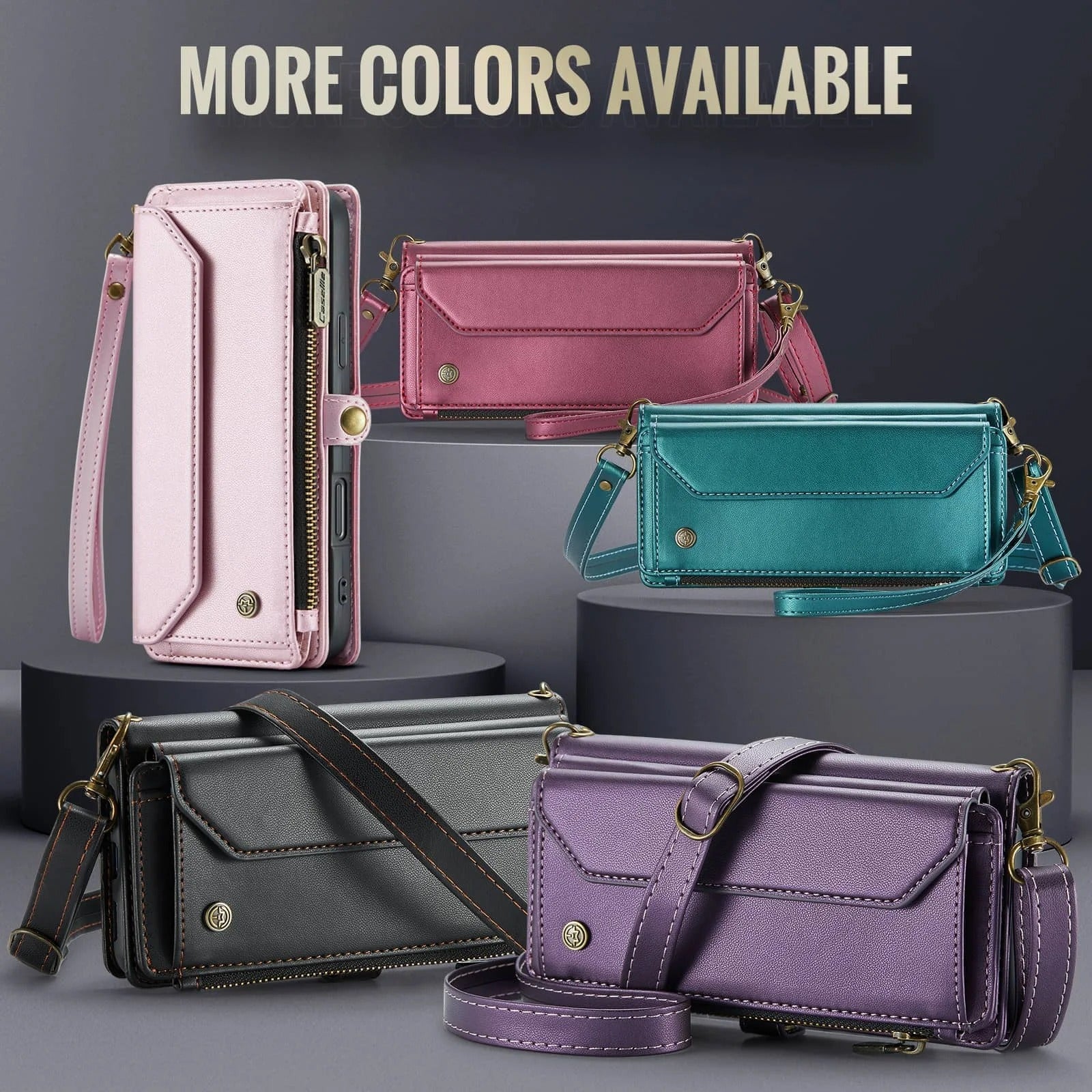 Luxury iPhone Case — Crossbody RFID-Blocking PU Leather Wallet Cover with 7–10 Card Holder, Wristlet & Shoulder Strap, Shockproof Soft Protective Design