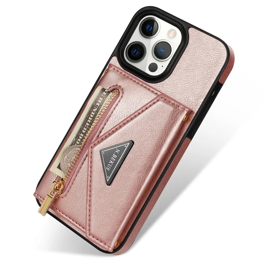 Luxury iPhone Case — Crossbody Wallet with Card Holder and Lanyard Strap, Shockproof Leather Cover, Anti-Fingerprint Full Access Design