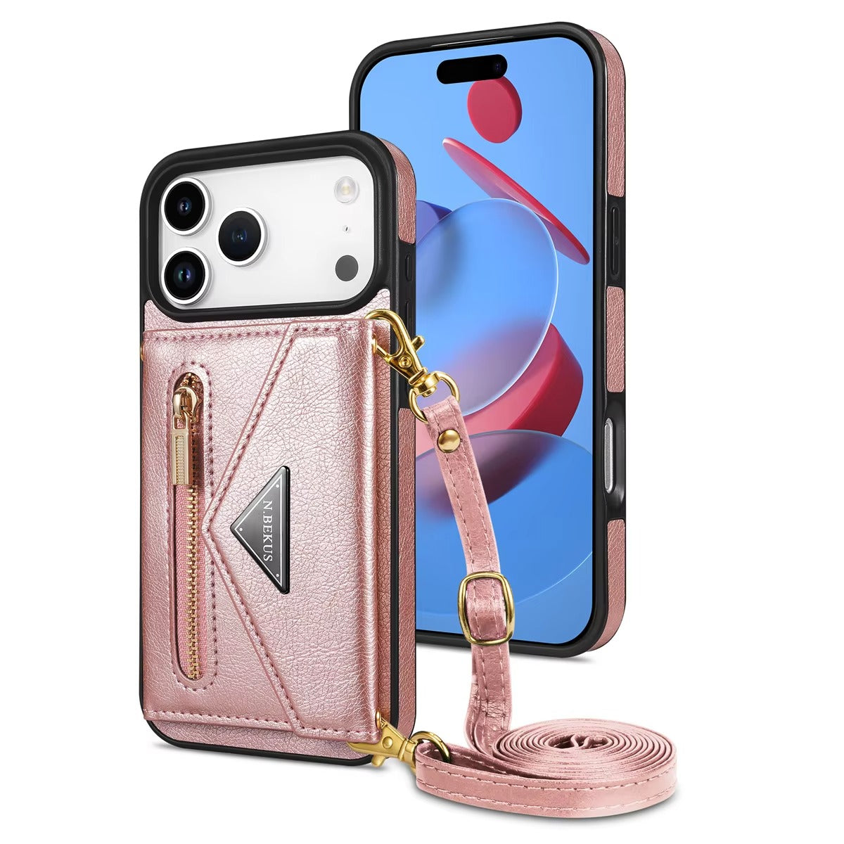 Luxury iPhone Case — Crossbody Wallet with Card Holder and Lanyard Strap, Shockproof Leather Cover, Anti-Fingerprint Full Access Design