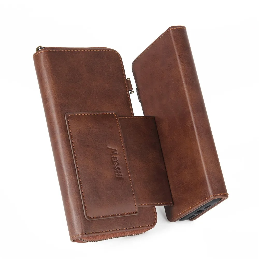 Luxury iPhone Case — Crossbody Zipper Wallet Cover with Lanyard, Magnetic Card Slot, Kickstand, Matte Anti-Glare Finish and Shockproof Leather Design