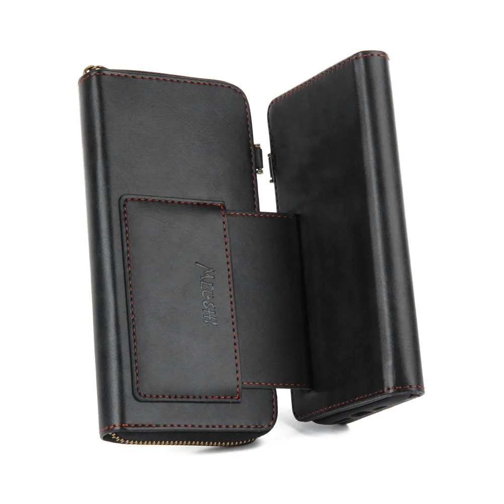 Luxury iPhone Case — Crossbody Zipper Wallet Cover with Lanyard, Magnetic Card Slot, Kickstand, Matte Anti-Glare Finish and Shockproof Leather Design