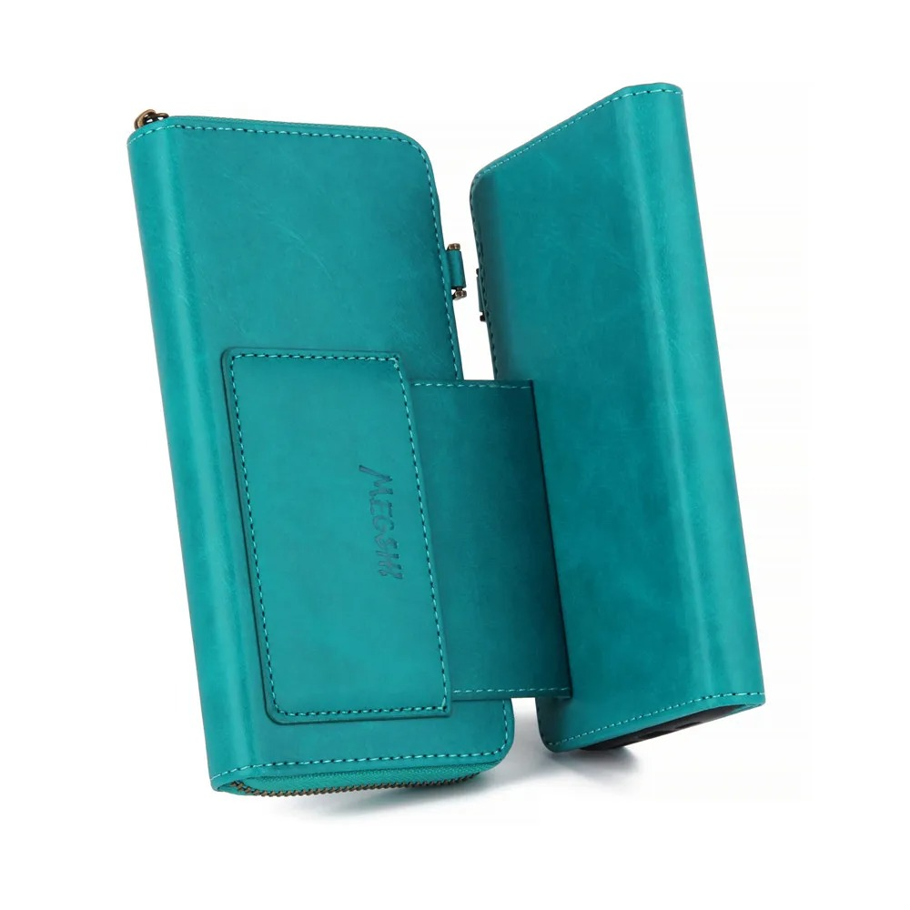 Luxury iPhone Case — Crossbody Zipper Wallet Cover with Lanyard, Magnetic Card Slot, Kickstand, Matte Anti-Glare Finish and Shockproof Leather Design